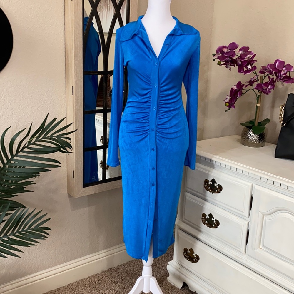 Button Up Rouched Dress